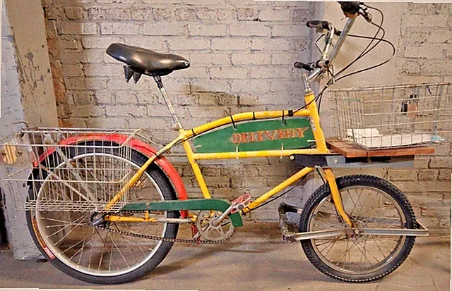 2010 Worksman Cruiser Bike 7 Speed SRAM Internal Hub Delivery Steel Yellow Racks