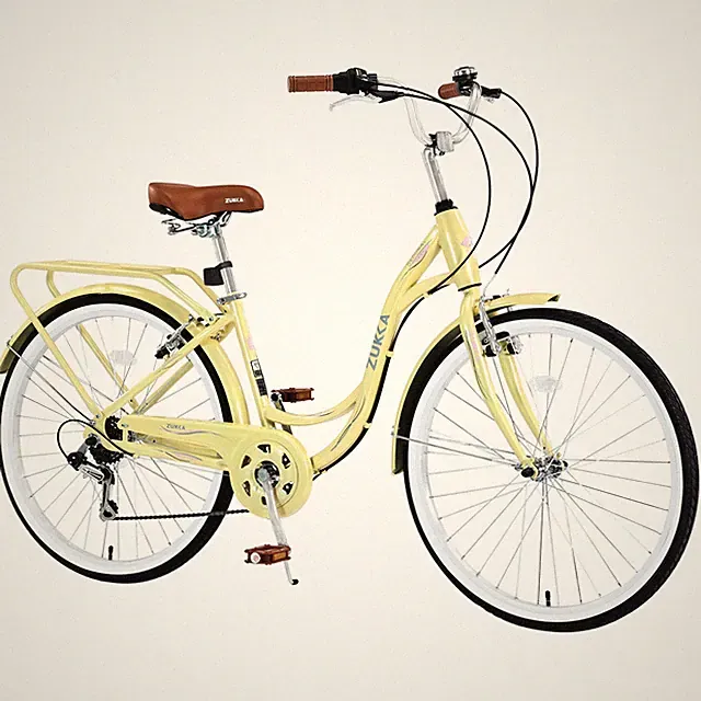 24 Inch Ladies Bicycle Commuter Bike with 7 Speed and Steel Frame Yellow 220lbs