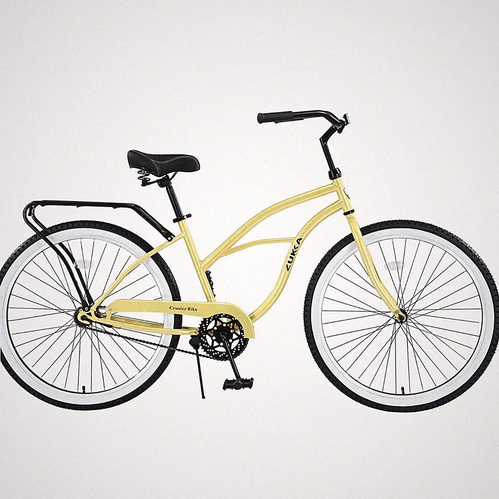 26" Beach Cruiser Bike for Men &Women, Cruiser Bicycle with Single Speed Yellow