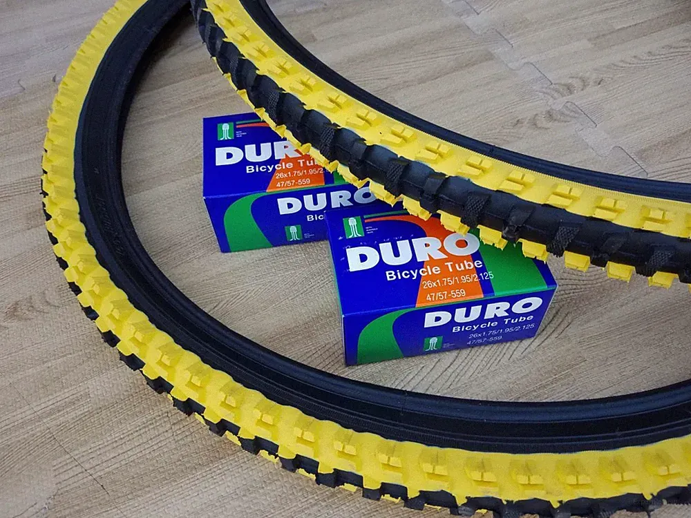 26x1.95 Black & Yellow Bicycle Knobby Tires and Tubes Mountain Bike 26" NEW
