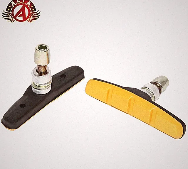 2x ALTA Replacement 70mm Bicycle Brake Shoes Pads w/Nut Black Yellow Pair.