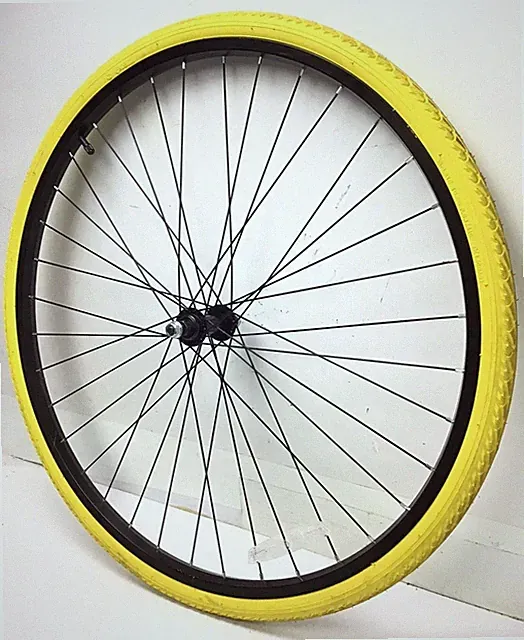 700C Front Bicycle Alloy Black Wheel with 38C Yellow Tire Fixie Hybrid Bike #V19