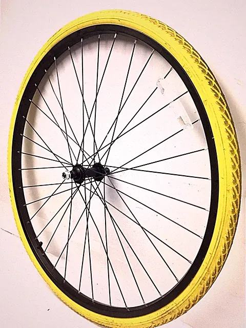 700c Front Bicycle Black Alloy Wheel with 38C Yellow Tire Fixie Hybrid Bike #F1