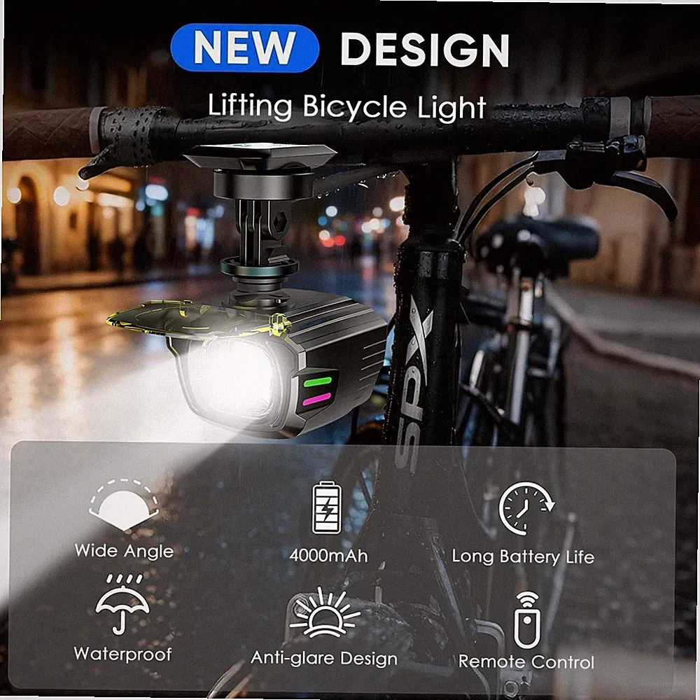Bicycle Headlight 1100LM Yellow/White Dual Beam with Wireless Remote Control
