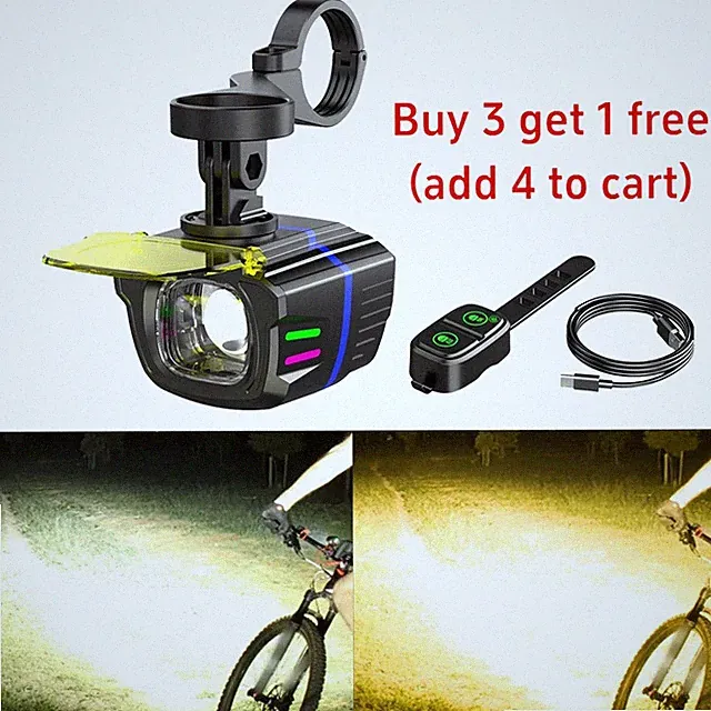 Bike Fog Head Light Wireless Remote Control Rechargeable Night Riding Headlight
