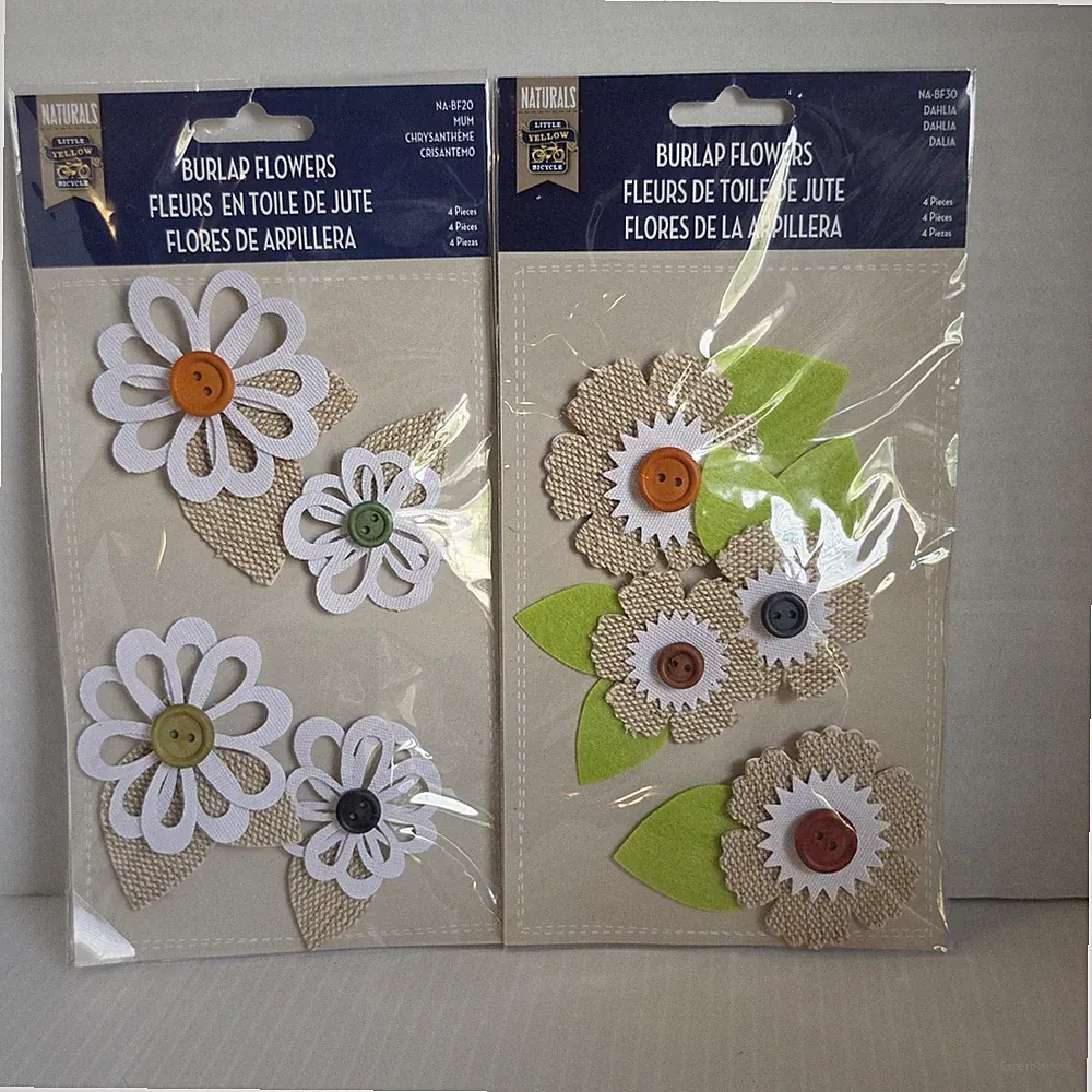 Burlap White Flowers Scrapbooking Stickers by Little Yellow Bicycle