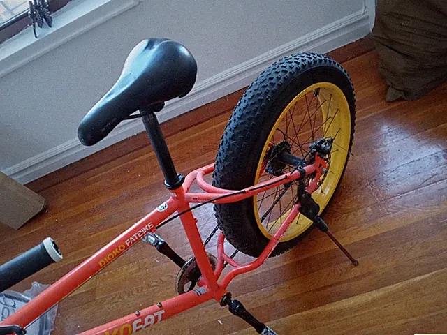 Dioko Fatbike 20in Fat Tire BMX Bar Disc Brake Orange Yellow Steel Bicycle