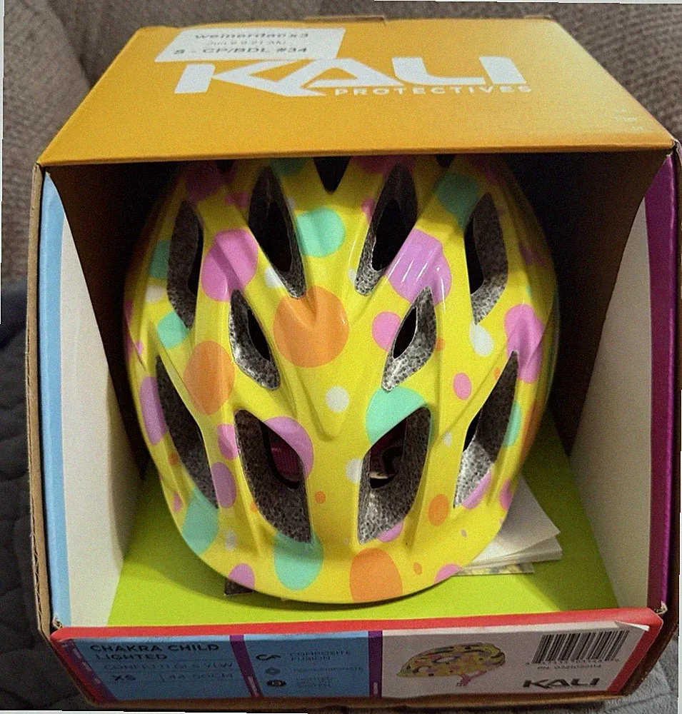 Kali Chakra Child Lighted Bicycle Helmet Confetti GLS Yellow XSMALL NIB