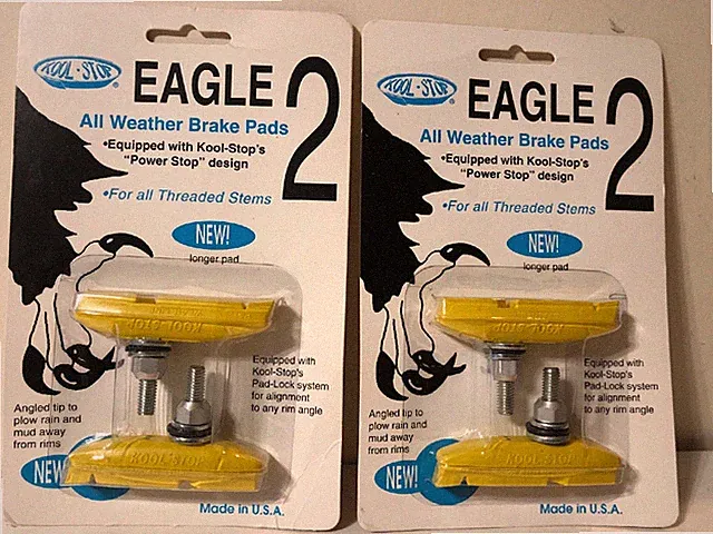 Kool Stop bicycle bike Eagle 2 II THREADED brake pads YELLOW (4)