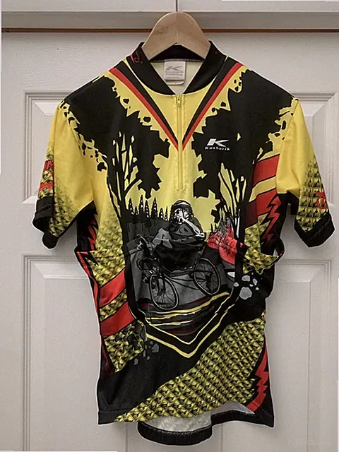 Kucharik Men Size S Cycle Bike Bicycling Shirt Yellow Black Recumbent Jersey