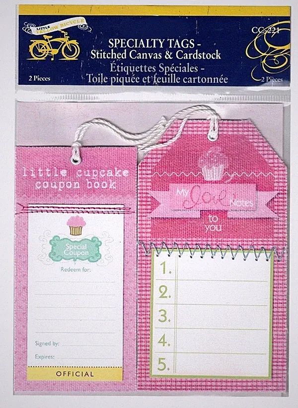 Little Yellow Bicycle, Cupcake, Tag Embellishments, Love Notes, Stitched Tags