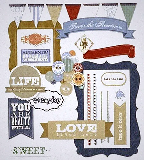 Little Yellow Bicycle, Saturday, Chipboard Die-Cuts, Frames, Sentiments