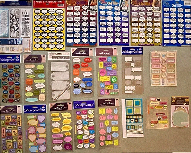 Lot of Various Caption Stickers! 22+ Sheets Stickopotamus, Little Yellow Bicycle