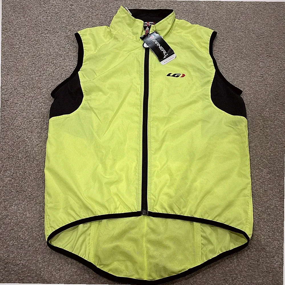 Louis Garneau Men's Cycling Nova Bright Yellow, Full Zip Vest NWT