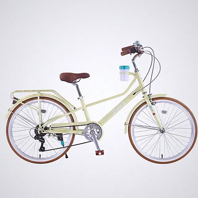 MEGHNA 24" Women Step Through City Bike 6 Speed Commuter Bicycle Yellow