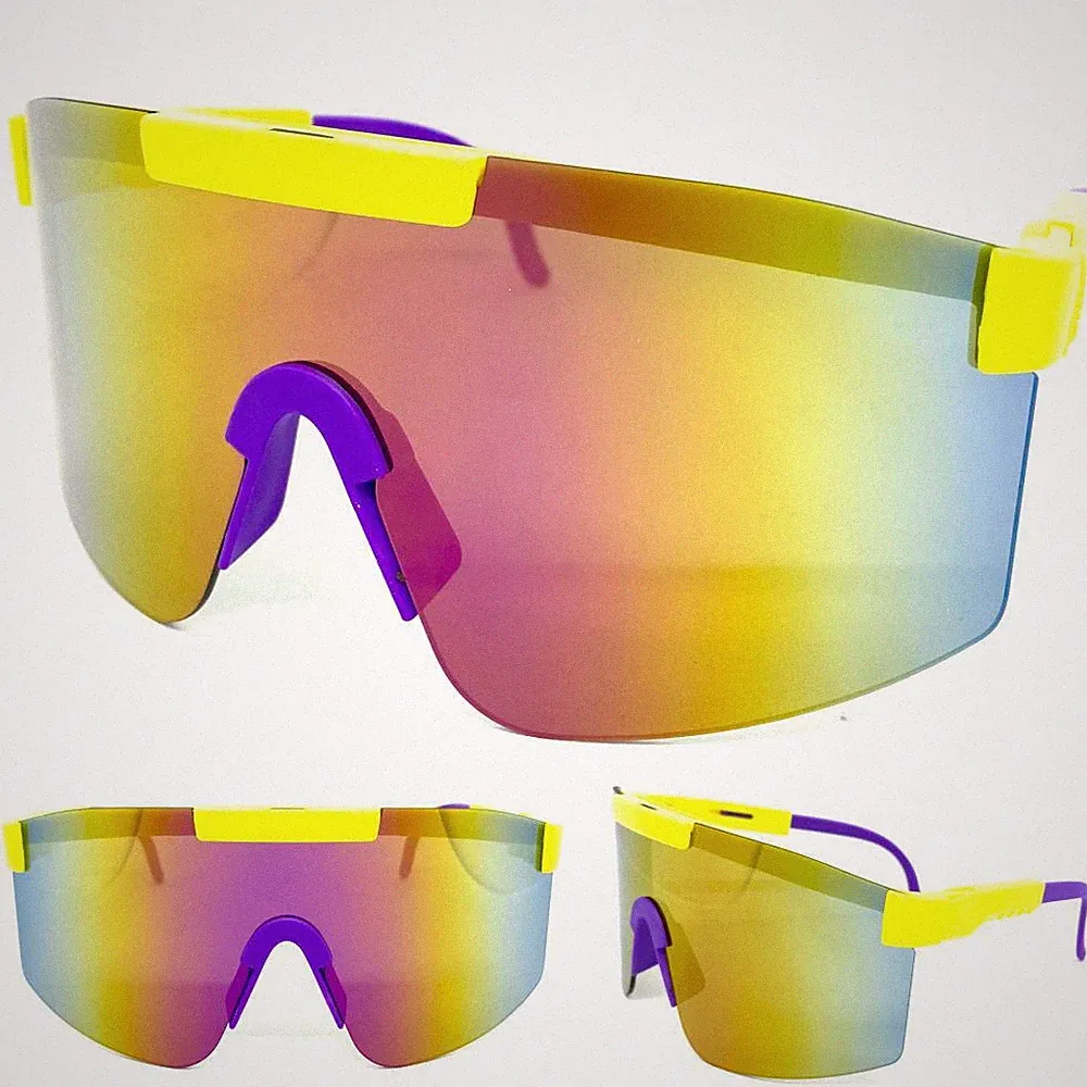 Oversized RETRO SPORTY WRAP AROUND Style SUN GLASSES Neon Yellow Frame Gold Lens