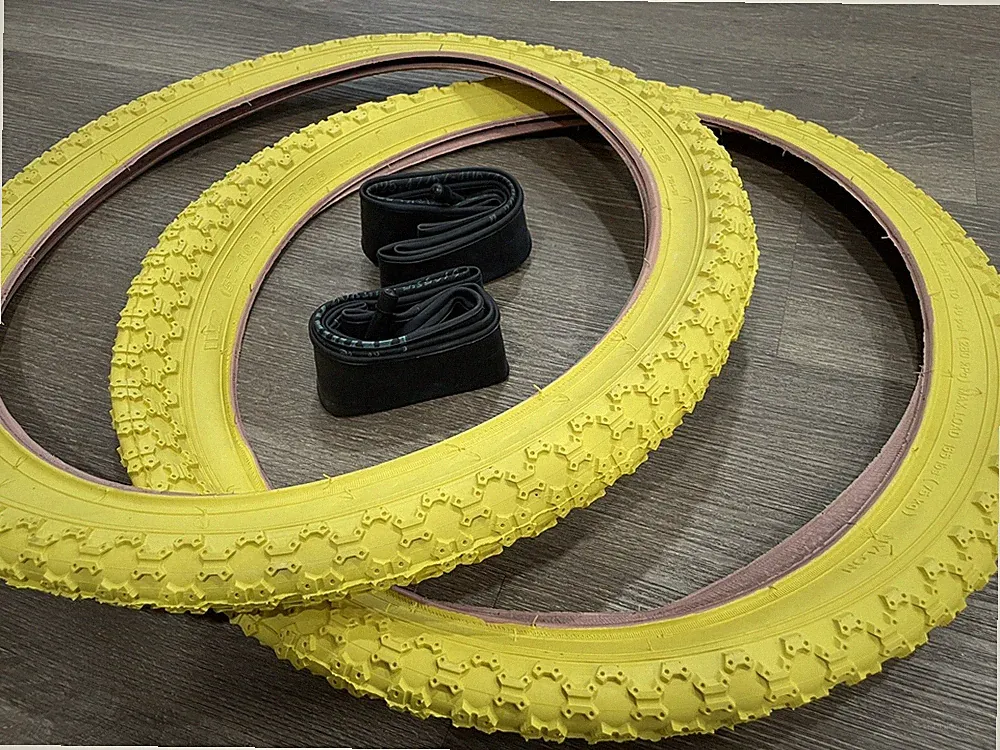 PAIR of 20" BMX Bicycle COMP3 Yellow MX3 Tires & Tubes 20X2.125
