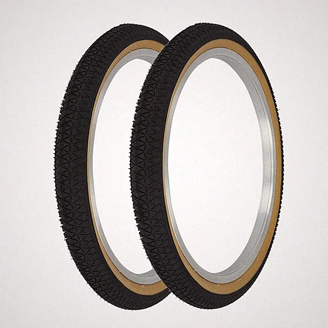 PRO+ Bicycle TIRES 20" x 1.95 BLACK/GUM Semi-Slick Tread (2) TIRES BMX STYLE