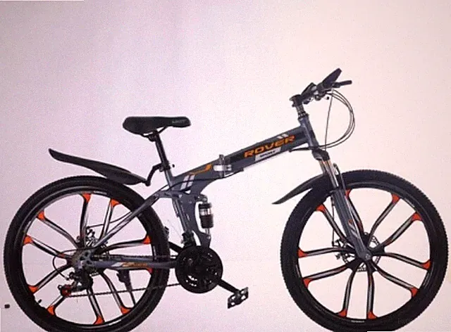 Rover Sport Shimano 26''Folding Mountain Bike - Black w orange or yellow accents