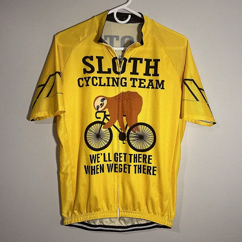 Sloth Yellow Brown Comedy Bicycle Polyester Cycling Jersey Adult XL