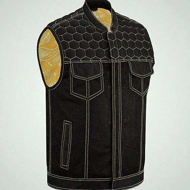 SOA Mens Textile Vest Paisley Style Motorcycle Biker Club Concealed Carry Pocket