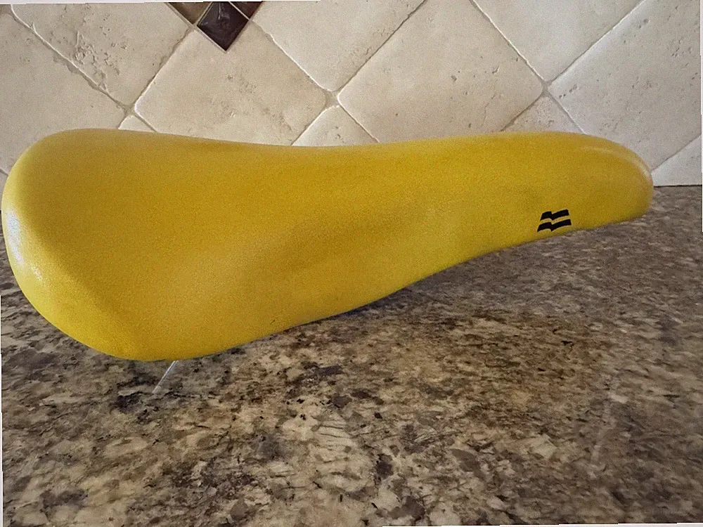 Specialized Vintage Saddle Seat. Italy. Flag Logo. 1980’s. Yellow. Bicycle.