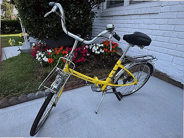 Vintage Peugeot Folding Yellow Bicycle