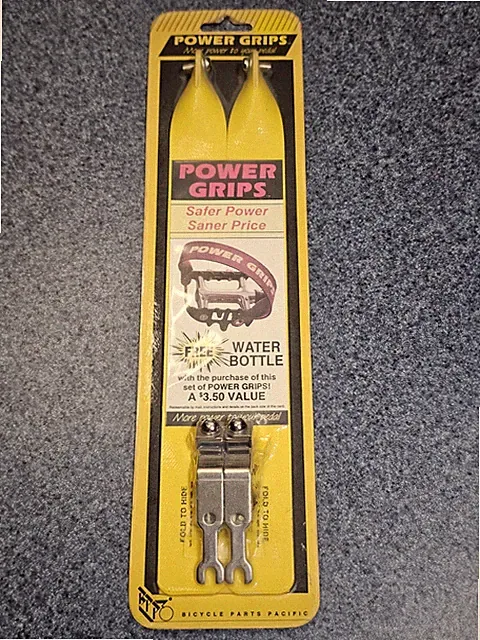 Vintage Power Grips Mountain Bicycle Yellow Pedal Straps Bicycle Parts Pacific