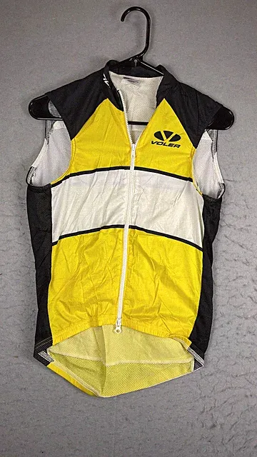 Voler Cycling Vest Mens XX-Small Yellow White Full Zip Wind Made In USA Bike