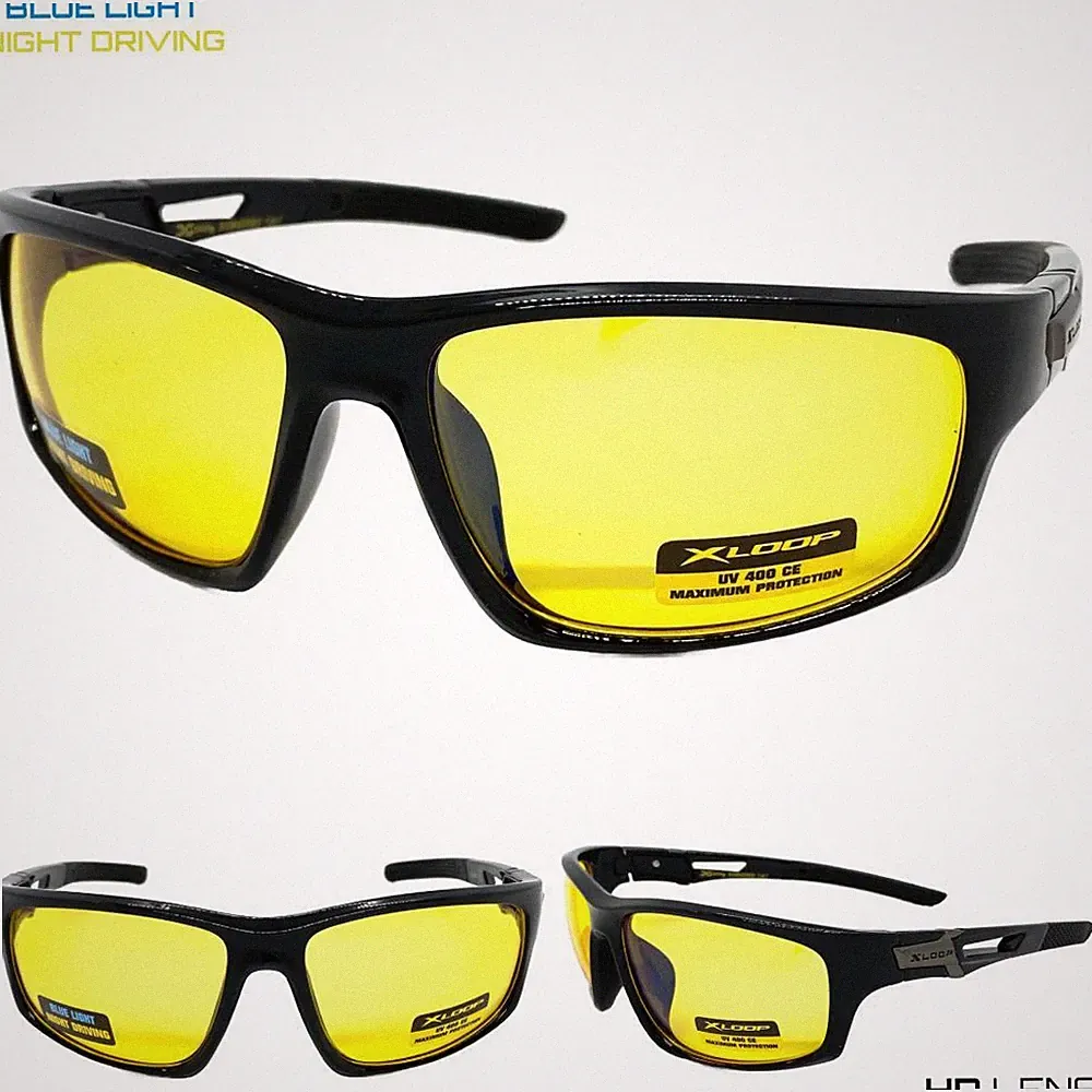 Wrap Around High Definition Blue Light Night Driving HD Yellow Lens SUN GLASSES